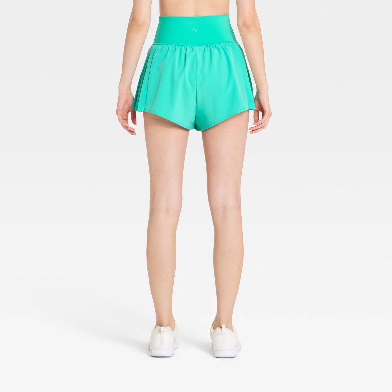 slide 2 of 4, Women's Pleated Side Woven Shorts - JoyLab™ Turquoise XL, 1 ct