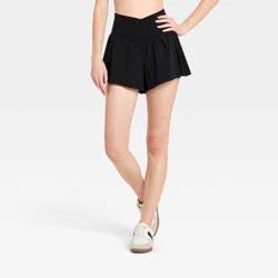 Women's Pleated Side Woven Shorts - JoyLab™ Black XS