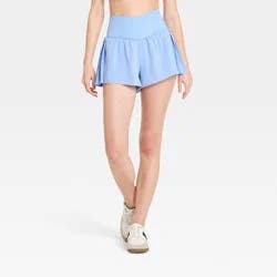 Women's Pleated Side Woven Shorts - JoyLab™ Periwinkle Blue M