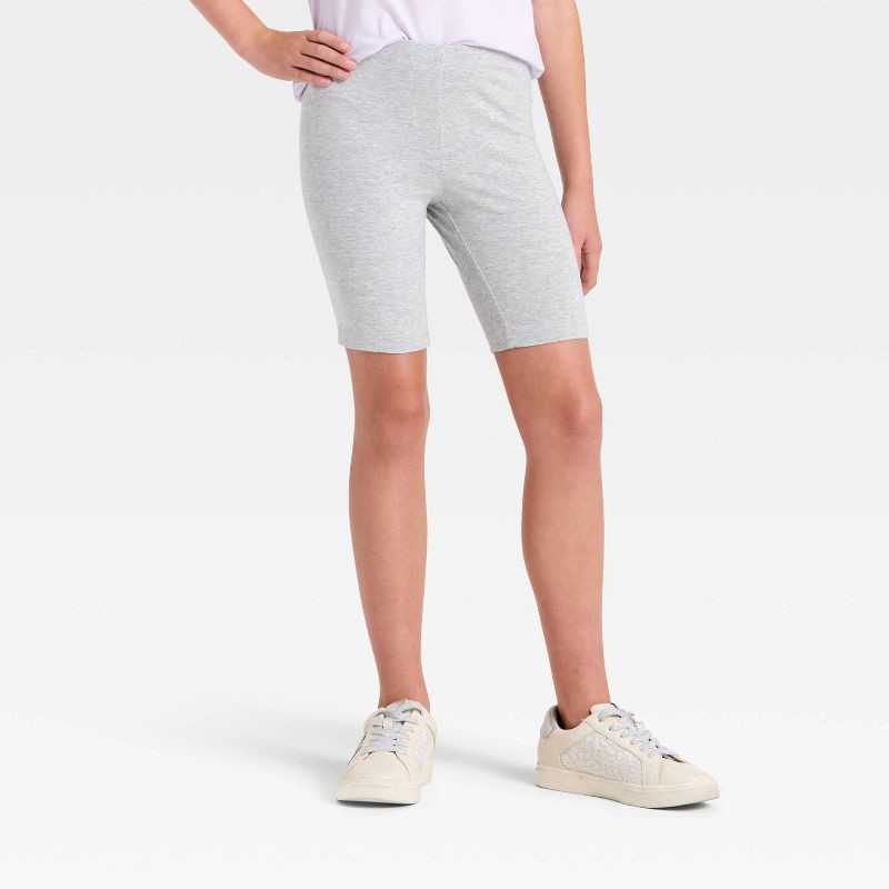 slide 1 of 3, Girls' Bike Shorts - Cat & Jack™ Heather Gray L, 1 ct