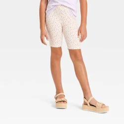 Girls' Floral Bike Shorts - Cat & Jack™ Almond M
