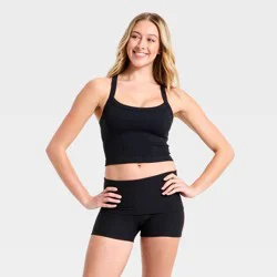 Women's Seamless Cropped Support Tank Top -JoyLab™ Black S
