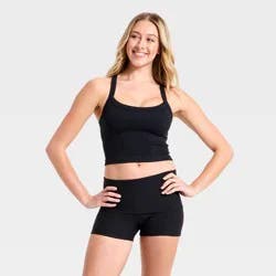 Women's Seamless Cropped Support Tank Top -JoyLab™ Black S