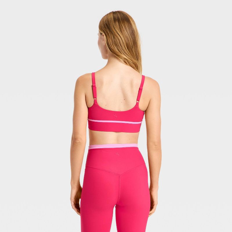 slide 2 of 3, Women's Piped Sports Bra - JoyLab™ Red/Pink S, 1 ct