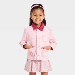 Toddler Girls' Strawberry Embroidered Denim Jacket - Cat & Jack™ Pink 2T