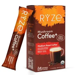 RYZE Organic Medium Roast Mushroom Coffee Sticks - 1.2oz/6ct