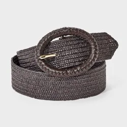 Straw Woven Stretch Belt - A New Day™ Dark Brown XL