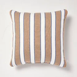 Hearth & Hand with Magnolia 18"x18" Square Throw Pillow Toffee/Sour Cream Stripe - Hearth & Hand™ with Magnolia