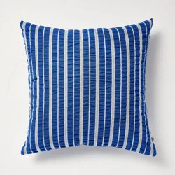 Hearth & Hand with Magnolia 18"x18" Indoor Throw Pillow Blue Stripe Seersucker - Hearth & Hand™ with Magnolia