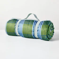 Hearth & Hand with Magnolia Oversized Picnic Blanket Blue/Green Gingham - Hearth & Hand™ with Magnolia