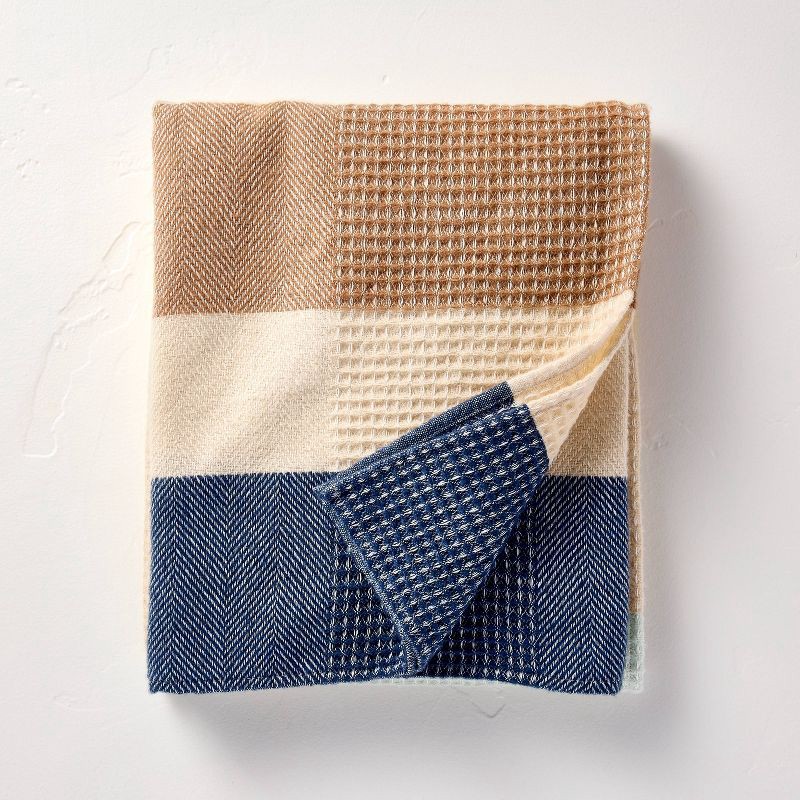 slide 1 of 1, Hearth & Hand with Magnolia Striped Throw Blanket Cream/Blue - Hearth & Hand™ with Magnolia, 1 ct