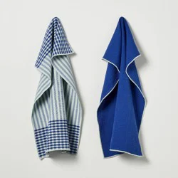 Hearth & Hand with Magnolia 2pk Kitchen Towel Set Navy/Blue Striped - Hearth & Hand™ with Magnolia