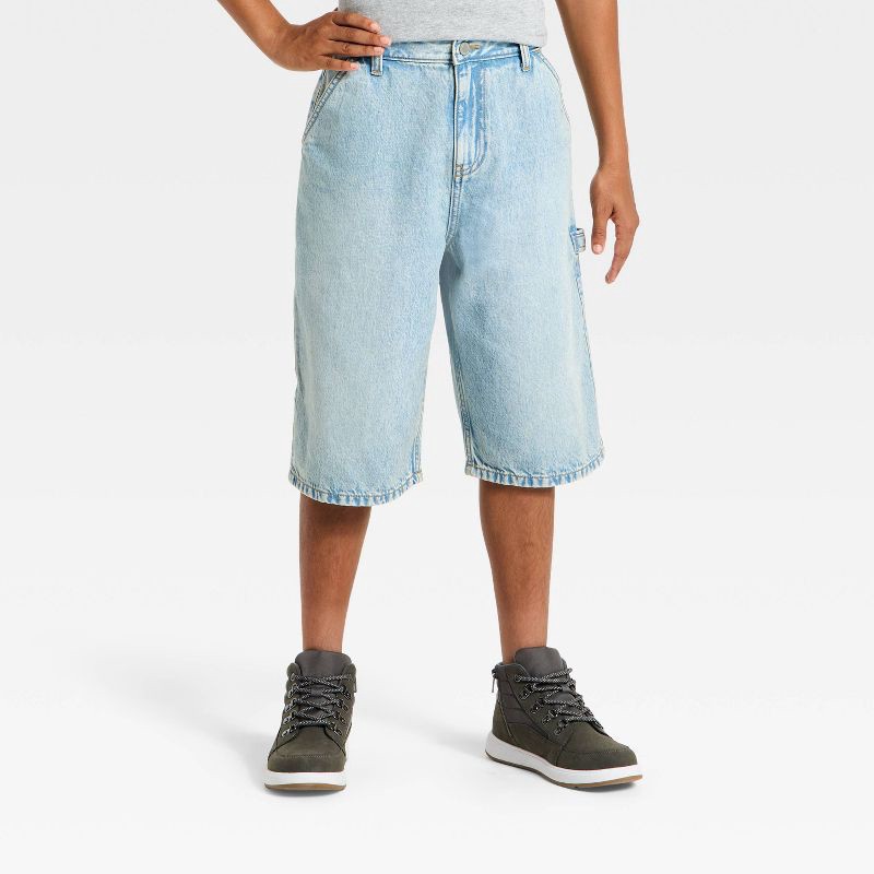 slide 1 of 3, Boys' Relaxed Baggy Carpenter Jean Shorts - art class™ Medium Wash M, 1 ct