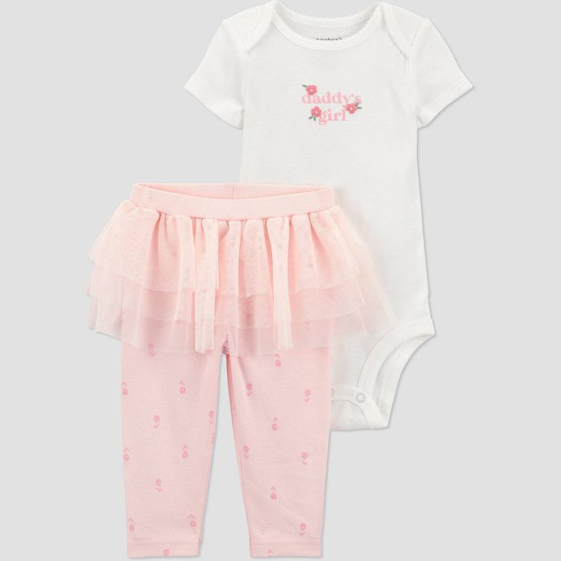 slide 1 of 3, Carter's Just One You® Baby Girls' 2pc Daddy's Girl Top and Pants Set - 3M, 2 ct