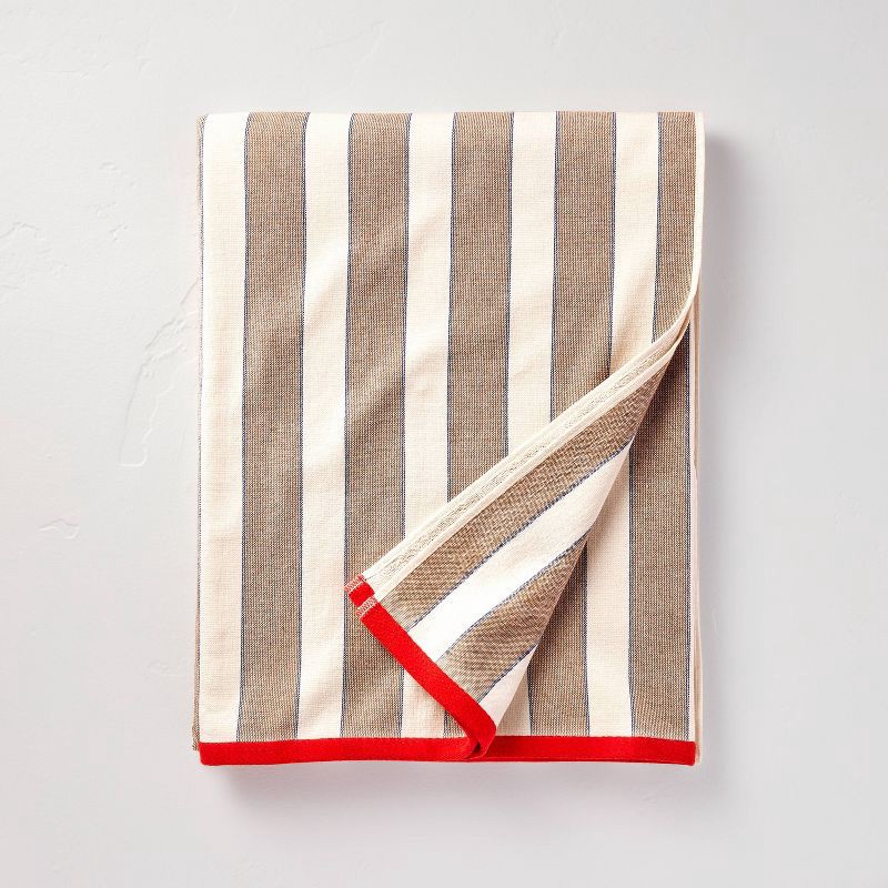 slide 1 of 3, Hearth & Hand with Magnolia 65"x65" Oversized Beach Towel Cream Striped - Hearth & Hand™ with Magnolia, 1 ct
