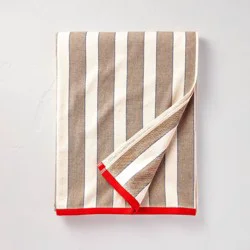 Hearth & Hand with Magnolia 65"x65" Oversized Beach Towel Cream Striped - Hearth & Hand™ with Magnolia