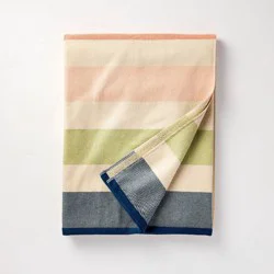 Hearth & Hand with Magnolia 65"x65" Oversized Beach Towel Beige Striped - Hearth & Hand™ with Magnolia