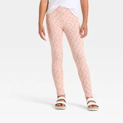 Girls' Floral Leggings - Cat & Jack™ Clay Pink XXL