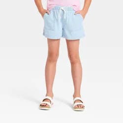 Girls' Chambray Pull-On Shorts - Cat & Jack™ Light Indigo M