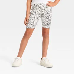 Girls' Ribbed Floral Bike Shorts - Cat & Jack™ Cream S