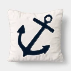 Square Anchor Toss Indoor Throw Pillow Ivory/Blue - Room Essentials™