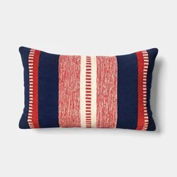 Lumbar Woven Stripe Throw Pillow Blue/Red/Neutral - Threshold™