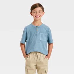 Boys' Short Sleeve Relaxed Fit Henley T-Shirt - Cat & Jack™ Blue M