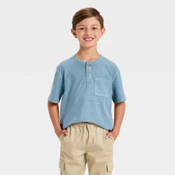 Boys' Short Sleeve Relaxed Fit Henley T-Shirt - Cat & Jack™ Blue L