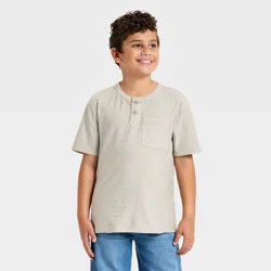 Boys' Short Sleeve Relaxed Fit Henley T-Shirt - Cat & Jack™ Oatmeal M