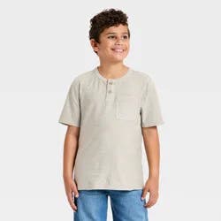 Boys' Short Sleeve Relaxed Fit Henley T-Shirt - Cat & Jack™ Oatmeal M