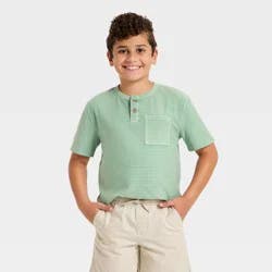 Boys' Short Sleeve Relaxed Fit Henley T-Shirt - Cat & Jack™ Mint Green XS