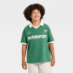Boys' Short Sleeve Printed Polo Jersey Shirt - Cat & Jack™ Green S