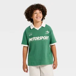 Boys' Short Sleeve Printed Polo Jersey Shirt - Cat & Jack™ Green L