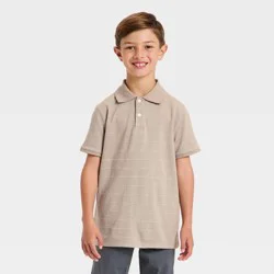 Boys' Short Sleeve Pique Striped Polo Shirt - Cat & Jack™ Brown XS