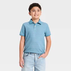 Boys' Short Sleeve Pique Striped Polo Shirt - Cat & Jack™ Blue S