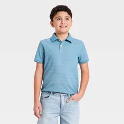 Boys' Short Sleeve Pique Striped Polo Shirt - Cat & Jack™ Blue XL