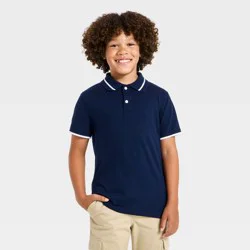 Boys' Short Sleeve Tipping Polo Shirt - Cat & Jack™ Navy Blue S