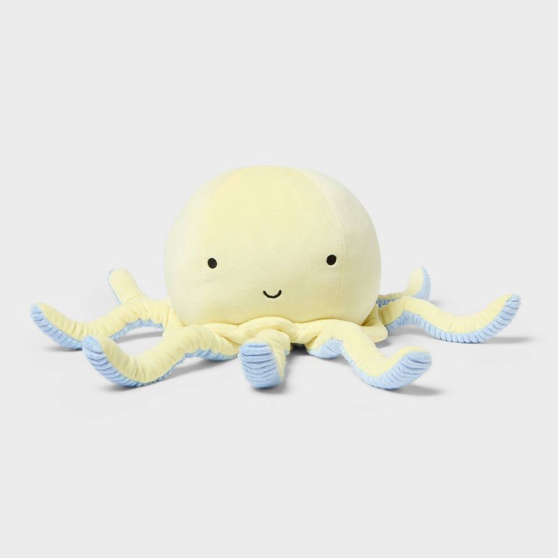 slide 1 of 4, Jellyfish Weighted Plush Kids' Throw Pillow Yellow - Pillowfort™, 1 ct