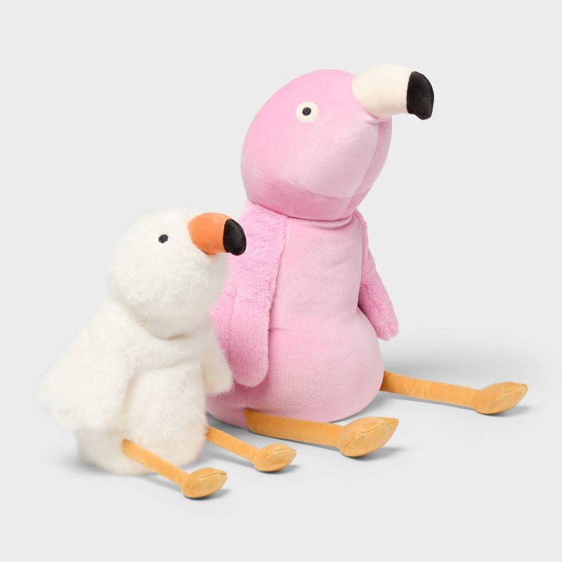 slide 1 of 3, Flamingo and Baby Weighted Plush Kids' Throw Pillow Pink - Pillowfort™, 1 ct