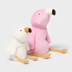 Flamingo and Baby Weighted Plush Kids' Throw Pillow Pink - Pillowfort™