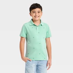 Boys' Short Sleeve Tennis Racket Printed Polo Shirt - Cat & Jack™ Turquoise Blue XL