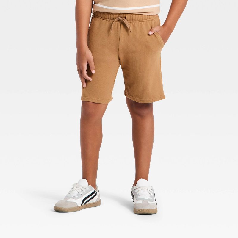 slide 1 of 3, Boys' Pull-On 'At the Knee' Knit Shorts - Cat & Jack™ Brown XS, 1 ct