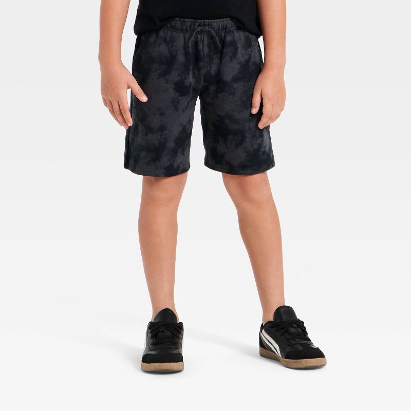 slide 1 of 3, Boys' Pull-On 'At the Knee' Knit Shorts - Cat & Jack™ Dark Gray Tie Dye XL, 1 ct