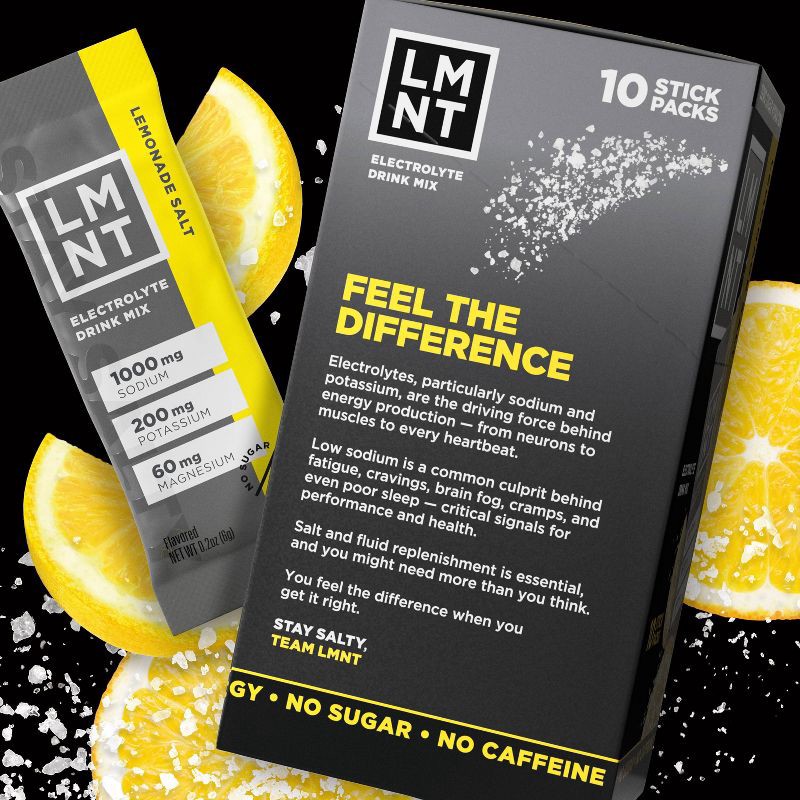 slide 2 of 5, LMNT Lemonade Zero-Sugar Electrolytes Drinks - 10ct/2.1oz, 10 ct, 2.1 oz