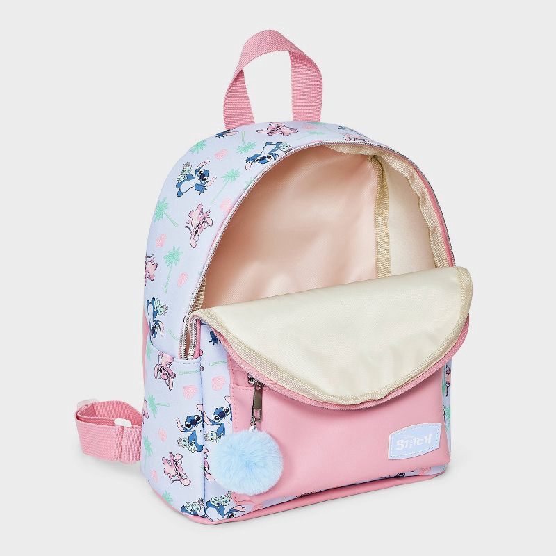 slide 3 of 4, Disney Girls' Lilo & Stitch Mini Backpack with Pom - Blue/Pink, 1 ct