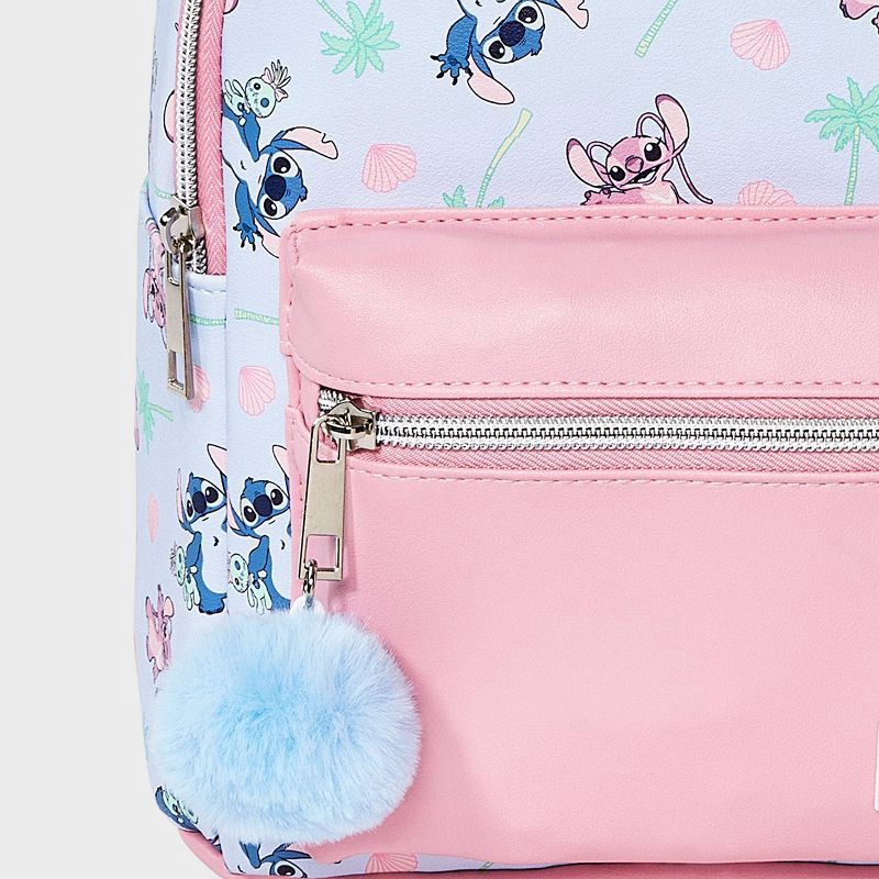 slide 4 of 4, Disney Girls' Lilo & Stitch Mini Backpack with Pom - Blue/Pink, 1 ct