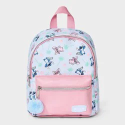 Disney Girls' Lilo & Stitch Mini Backpack with Pom - Blue/Pink