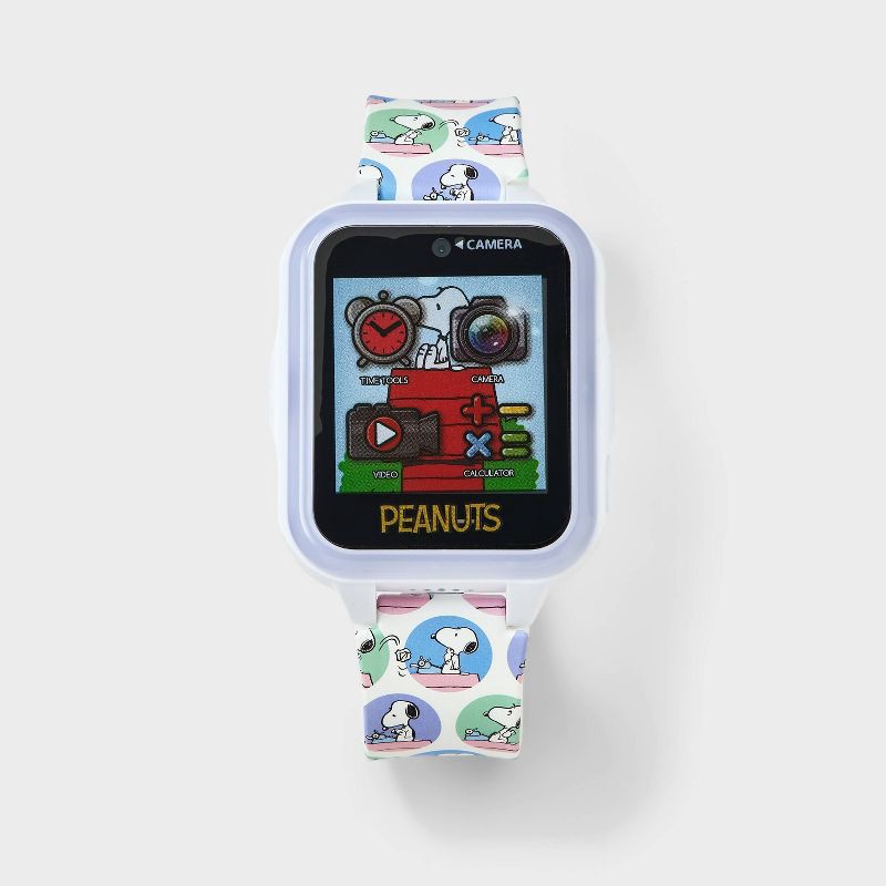 slide 1 of 3, Girls' Peanuts Light Up Interactive Smartwatch -White, 1 ct
