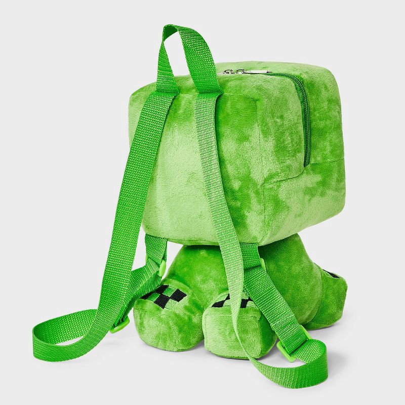 slide 2 of 4, Boys' Minecraft Creeper Plush Backpack - Green, 1 ct