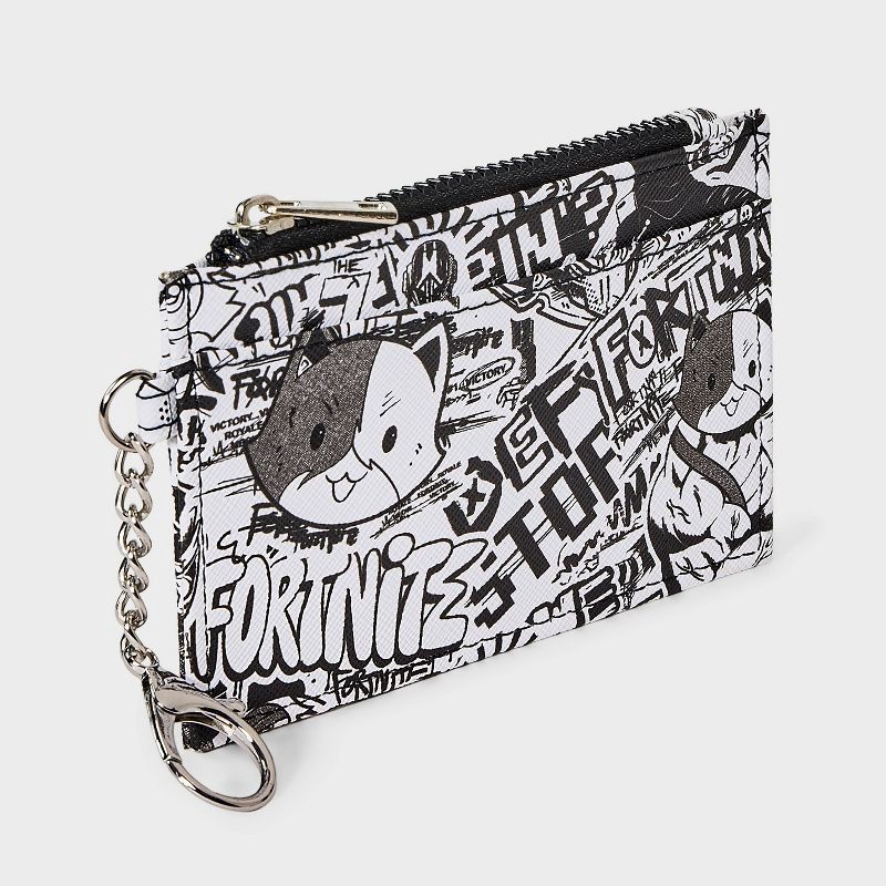 slide 2 of 5, Boys' Fortnite Zip Card Wallet - Black/White, 1 ct